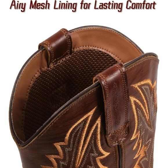 Men’s Dry Creek Tan Square Toe Pull On Leather Durable Classic Wellington Boots